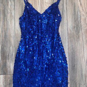 Charlotte Russe "Belle of the Ball" Size Medium Blue Sequin Cocktail Dress